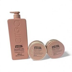 🌸 Ciroa Pink Rose & Oat Milk Spa Trio – Shower Gel + Body Butter + Body Scrub
